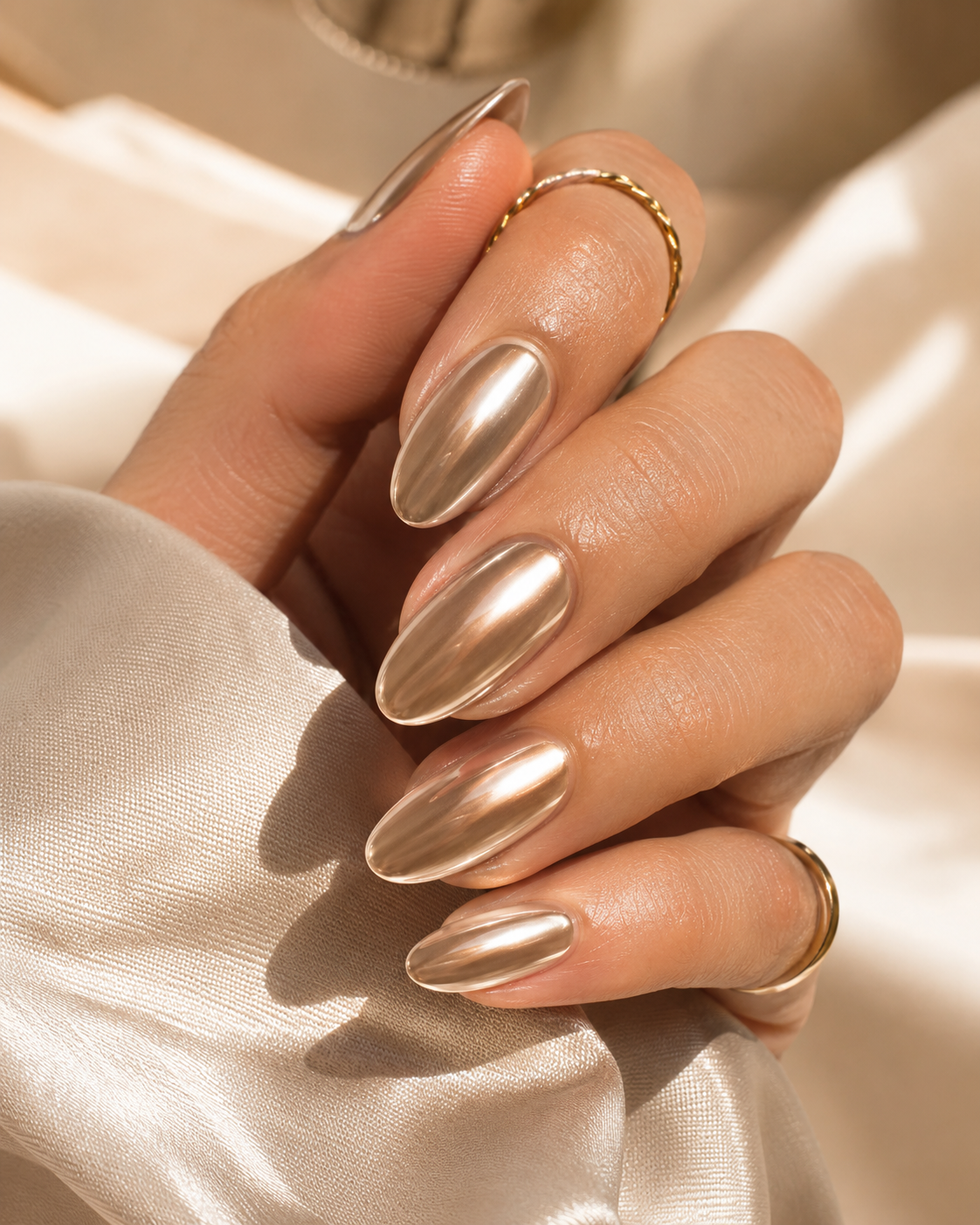 Champagne Chrome Nägel